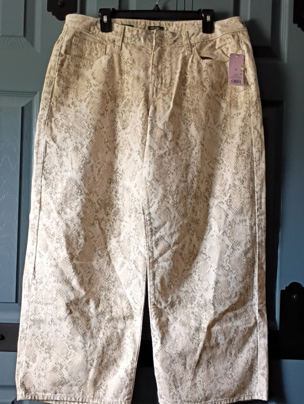 wild fable Cream Snake-Print Wide Leg Jeans
